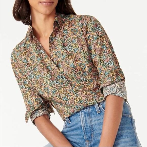 J. Crew Tops - J Crew Button Down Shirt Floral Liberty Fabrics 0